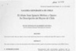 El Abate Juan Ignacio Molina y Opazo, su descripción del Reyno de Chile  [artículo] Hugo Rodolfo Ramírez Rivera.