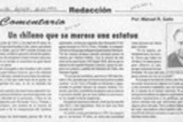 Un chileno que se merece una estatua  [artículo] Manuel R. Gallo.