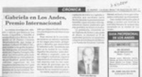 Gabriela en Los Andes, Premio Internacional  [artículo] RenéLeiva Berríos.