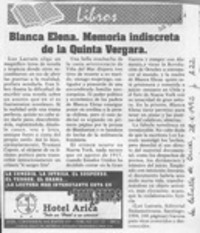 Blanca Elena, memoria indiscreta de la Quinta Vergara  [artículo].