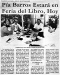 Pía Barros estará en Feria del Libro, hoy