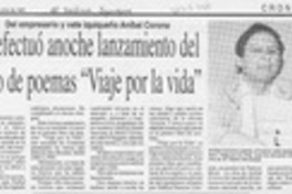 Se efectuó anoche lanzamiento del libro de poemas "Viaje por la vida"  [artículo].