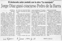 Jorge Díaz ganó concurso Pedro de la Barra  [artículo].