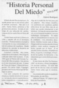 "Historia personal del miedo"  [artículo] Gabriel Rodríguez.