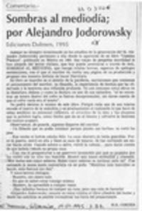 Sombras al mediodía, por Alejandro Jodorowsky  [artículo] H. R. Cortés.