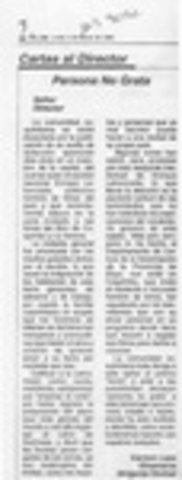 Persona no grata  [artículo] Carmen Lazo Dinamarca.