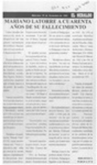 Mariano Latorre a cuarenta años de su fallecimiento  [artículo].