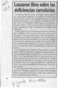 Lanzaron libro sobre las deficiencias carcelarias  [artículo].