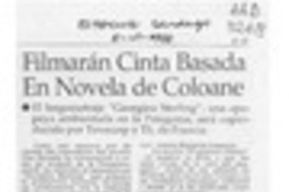 Filmarán cinta basada en novela de Coloane  [artículo].