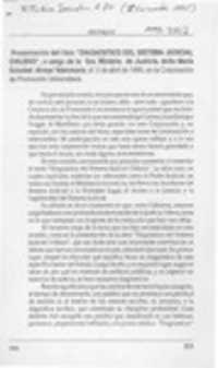 Presentación del libro "Diagnóstico del sistema judicial chileno"  [artículo] María Soledad Alvear Valenzuela.