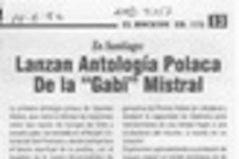 Lanzan antología polaca de la "Gabi" Mistral