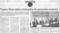 Nuevo libro sobre evaluación de proyectos mineros  [artículo].