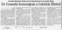 En Granada homenajean a Gabriela Mistral  [artículo].