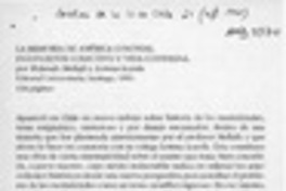 La memoria de América colonial  [artículo] Fernando Valenzuela Erazo.
