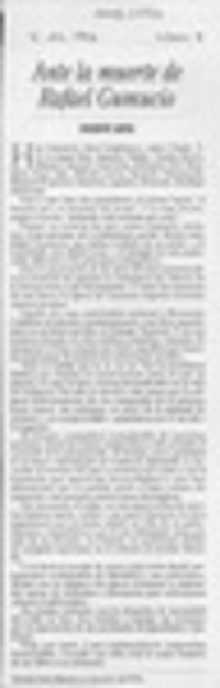 Ante la muerte de Rafael Gumucio  [artículo] Vicente Sota.
