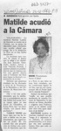 Matilde acudió a la Cámara  [artículo].