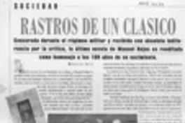 Rastros de un clásico  [artículo] Marcelo Soto.
