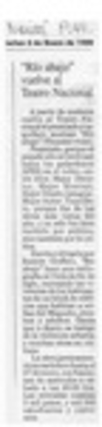 "Río abajo" vuelve al Teatro Nacional  [artículo].