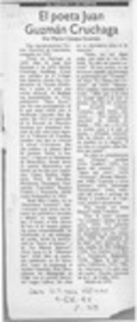 El Poeta Juan Guzmán Cruchaga