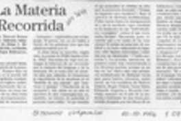 La materia recorrida  [artículo] Marcelo Pellegrini.