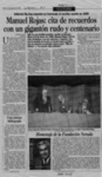 Manuel Rojas, cita de recuerdos con un gigantón rudo y centenario  [artículo] Loreto Novoa.