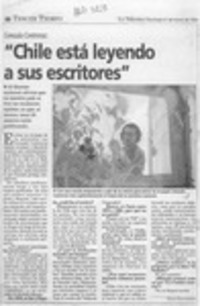 "Chile está leyendo a sus escritores"  [artículo] Edison Díaz Johnson.
