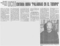 UCM editará obra "Palabras en el tiempo"