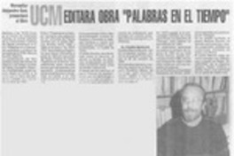 UCM editará obra "Palabras en el tiempo"