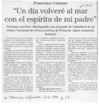 "Un Día volveré al mar con el espíritu de mi padre"  [artículo].