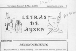 Reconocimiento  [artículo].