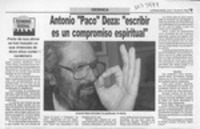Antonio "Paco" Deza, "Escribir es un compromiso espiritual"  [artículo].