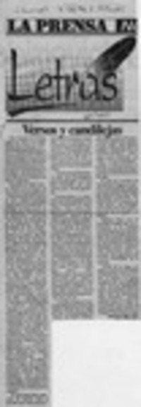 Versos y candilejas  [artículo] Wilfredo Mayorga.