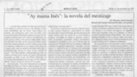"Ay mama Inés", la novela del mestizaje  [artículo] Mauricio Ostria González.