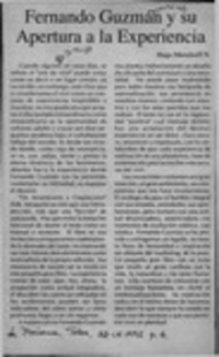 Fernando Guzmán y su apertura a la experiencia  [artículo] Hugo Metzdorff N.