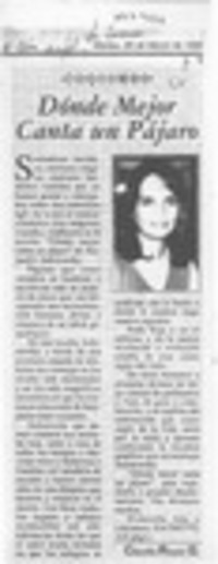 Dónde mejor canta un pájaro  [artículo] Claudia Reyes G.