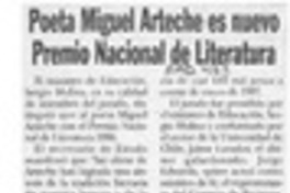 Poeta Miguel Arteche es nuevo Premio Nacional de Literatura