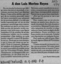 A don Luis Merino Reyes  [artículo] Juan Rubén Valenzuela.