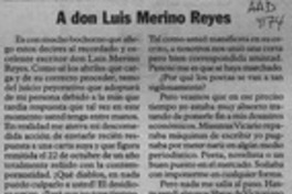 A don Luis Merino Reyes  [artículo] Juan Rubén Valenzuela.
