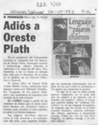 Adiós a Oreste Plath  [artículo].