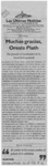 Muchas gracias, Oreste Plath  [artículo].