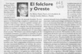 El folclore y Oreste  [artículo] Marino Pizarro Pizarro.