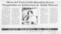 Obras del poeta Pablo Barattini fueron presentadas en Auditorium de Radio Minería  [artículo].