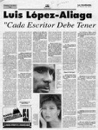 Luis López-Aliaga, "Cada escritor debe tener sus propios referentes"  [artículo] Jorge Abasolo Aravena.