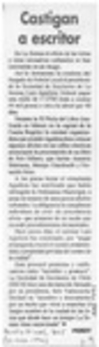 Castigan a escritor  [artículo] Perry.