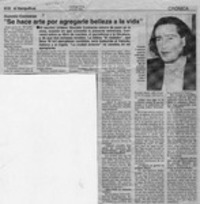 "Se hace arte por agregarle belleza a la vida"  [artículo].