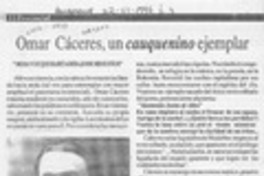 Omar Cáceres, un cauquenino ejemplar  [artículo] Víctor Pueyes Zúñiga.