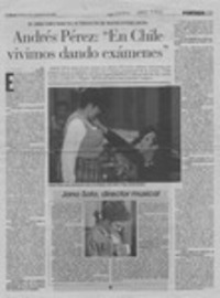 Andrés Pérez, "En Chile vivimos dando exámenes"  [artículo] R. L.