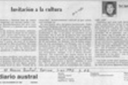 Invitación a la cultura  [artículo] Nori Agoni de Otero.