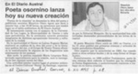 Poeta osrnino lanza hoy su nueva creación  [artículo].