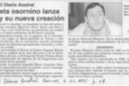 Poeta osrnino lanza hoy su nueva creación  [artículo].